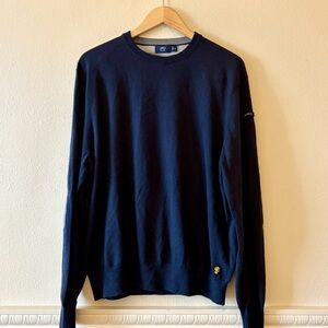 Lincs David Chu navy blue cotton cashmere Crewneck sweater